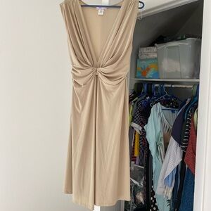 Khaki V-Neck Dress